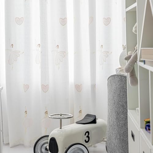 Vorhänge mit Rosa Ballettmädchen Schöne Stickerei Vorhang, Transparent Lichtdurchlässige Vorhänge Muster Gardinen mit Ösen 2er Set für Schlafzimmer und Wohnzimmer Vorhang 170x260cm (Breite/Höhe) Vorhänge mit Rosa Ballettmädchen Schöne Stickerei Vorhang, Transparent Lichtdurchlässige Vorhänge Muster Gardinen mit Ösen 2er Set für Schlafzimmer und Wohnzimmer Vorhang 170x260cm (Breite/Höhe) von LNCWYY