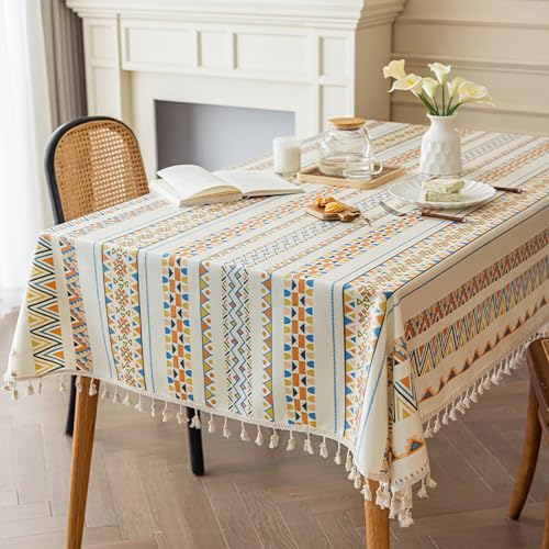 LNGFSH Tischdecke Rechteckig Tischdecke Abwaschbar Waschbar und Abwischbar Antifouling Baumwolle und Leinen Vintage Tischdecke Geeignet für Picknick Garten (Orange,90x150cm) von LNGFSH
