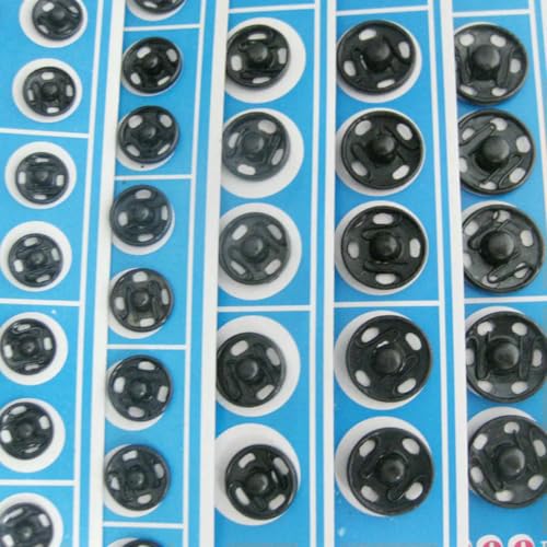 1 Karte Eisenverschluss Druckknöpfe für Kleidungsstücke, rund, 5 Größen, DIY-Nähzubehör, 1 Karte BLK, 13,5 mm, 20 Stück von LNHBZ