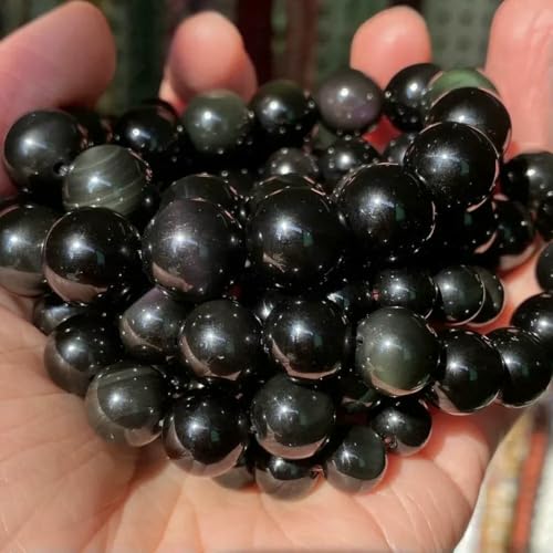 1 Strang, 45 Stück, Naturstein, Rosenquarz, Tigerauge, schwarzer Obsidian, Perlen zur Schmuckherstellung, DIY-Armband, Halskette, schwarzer Obsidian, 8 mm 1 Strang, 45 Stück, Naturstein, Rosenquarz, Tigerauge, schwarzer Obsidian, Perlen zur Schmuckherstellung, DIY-Armband, Halskette, schwarzer Obsidian, 8 mm von LNHBZ