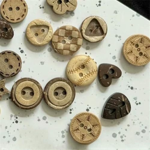 10/20 Stück braune Kokosnussschalen-Holzknöpfe, klassisch, DIY-Babykleidungszubehör, umweltfreundlich, Scrapbooking, dekorativ – 20 Stück von LNHBZ