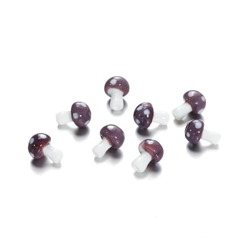10/20 Stück bunte Glaspilzperlen, Abstandshalter, lose Perlen für Halsketten, Armbänder, Ohrringe, Schmuckherstellung, Zubehör, Großhandel, Lila, 10,5 x 14,0 mm, 10 Stück von LNHBZ