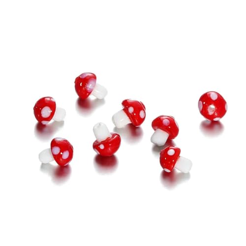 10/20 Stück bunte Glaspilzperlen, Abstandshalter, lose Perlen für Halsketten, Armbänder, Ohrringe, Schmuckherstellung, Zubehör, Großhandel, Rot, 11,5 x 17 mm, 10 Stück von LNHBZ