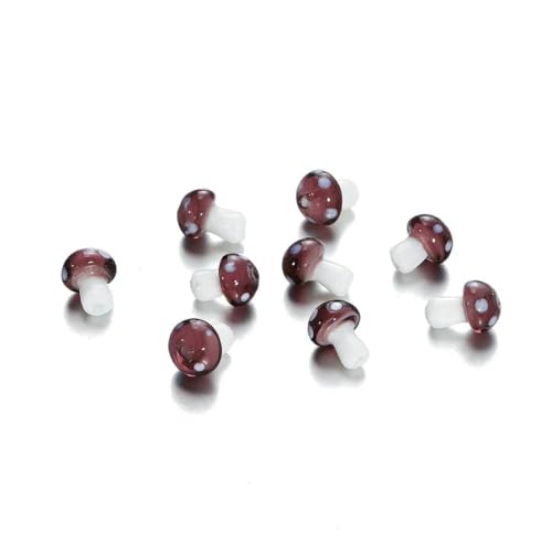 10/20 Stück bunte Glaspilzperlen, Abstandshalter, lose Perlen für Halsketten, Armbänder, Ohrringe, Schmuckherstellung, Zubehör, Großhandel, transparent, lila, 11,5 x 17 mm, 20 Stück von LNHBZ