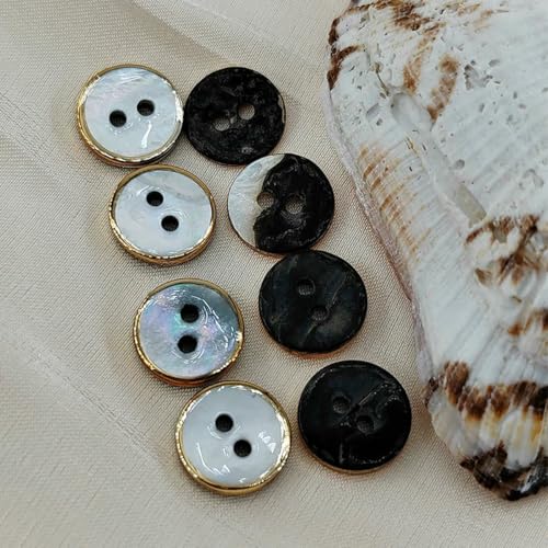 10,5/11,5 mm natürliche Perlmuttknöpfe für Kleidung, luxuriöser 2-Loch-Muschelknopf für Hemd, Pullover, Nähen, DIY-Schwarz, 11,5 mm 10,5/11,5 mm natürliche Perlmuttknöpfe für Kleidung, luxuriöser 2-Loch-Muschelknopf für Hemd, Pullover, Nähen, DIY-Schwarz, 11,5 mm von LNHBZ