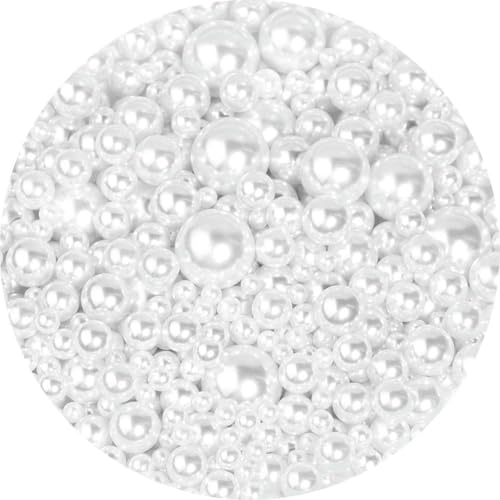 10–1000 Stück weiße ABS-Imitationsperlen ohne Loch, lose Perlen in verschiedenen Größen für Schmuck, DIY-Armband, Halskettenzubehör, Weiß, 6 mm (100 Stück) von LNHBZ
