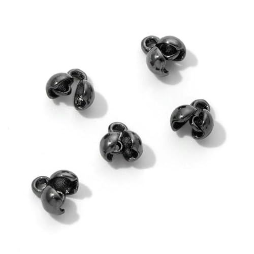 10–20 Stück/Los Quetschperlen, 18 Karat vergoldete Endcrimps für die Schmuckherstellung, DIY-Armbänder, Zubehör, Perlenspitzen-Verbinder, Befunde, Schwarz, 10 Stück von LNHBZ