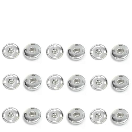 10–50 Sets Druckknöpfe zum Aufnähen, Metall, Druckknöpfe zum Aufnähen, 10 mm und 21 mm, Schwarz, Silber und Gold-Argent, 21 mm, 50 Set von LNHBZ