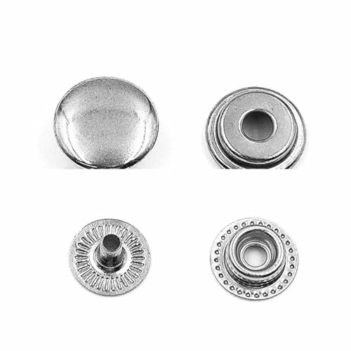 10 Sets 201/203/831/633/655 Druckknöpfe Metalldruckknöpfe Druckknöpfe zum Nähen von Kleidung, Kleidersäcken, Schuhen, Lederhandwerk, Silber B-17 mm von LNHBZ