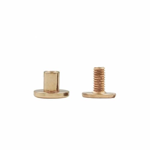 10 Sets Metall-Vollschrauben-Nagelnieten mit doppelt gebogenem Kopf, Gürtelriemennieten, Buchschrauben für Gepäck, Lederhandwerk, Kleidung/Tasche/Schuhe, Hellgold, 9,5 x 8 mm von LNHBZ