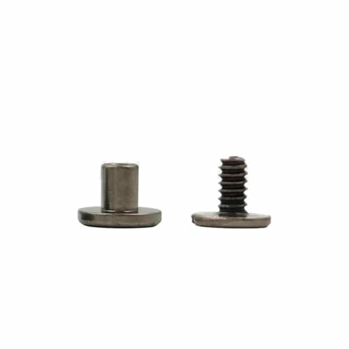 10 Sets Metall-Vollschrauben-Nagelnieten mit doppelt gebogenem Kopf, Gürtelriemennieten, Buchschrauben für Gepäck, Lederhandwerk, Kleidung/Tasche/Schuhe, Nickel, 9 x 6,5 mm von LNHBZ