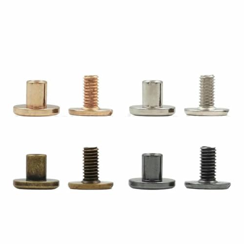 10 Sets Metall-Vollschrauben-Nagelnieten mit doppelt gebogenem Kopf, Gürtelriemennieten, Buchschrauben für Gepäck, Lederhandwerk, Kleidung/Taschen/Schuhe – 12 Sets, 4 Farben gemischt von LNHBZ