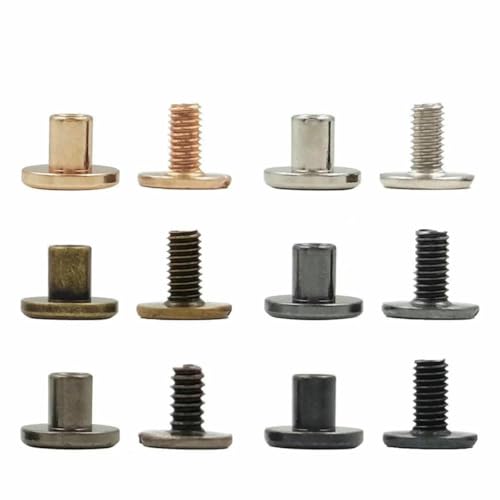 10 Sets Metall-Vollschrauben-Nagelnieten mit doppelt gebogenem Kopf, Gürtelriemennieten, Buchschrauben für Gepäck, Lederhandwerk, Kleidung/Taschen/Schuhe – 12 Sets, 6 Farben gemischt von LNHBZ