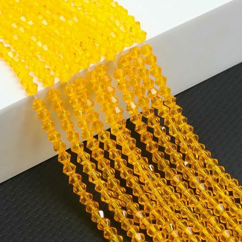 10 Stränge Bicone-Kristallglasperlen, 4,0 mm facettierte Kristallperlen-Anhänger für DIY-Armbandringe, Schmuckherstellungsset, Gold, 10 Stränge, 10 Stränge, 4,0 mm von LNHBZ