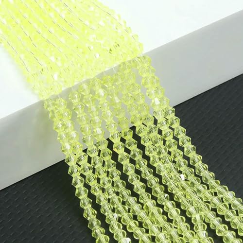10 Stränge Bicone-Kristallglasperlen, 4,0 mm facettierte Kristallperlen-Anhänger für DIY-Armbandringe, Schmuckherstellungsset, gelb, 10 Stränge, 10 Stränge, 4,0 mm von LNHBZ