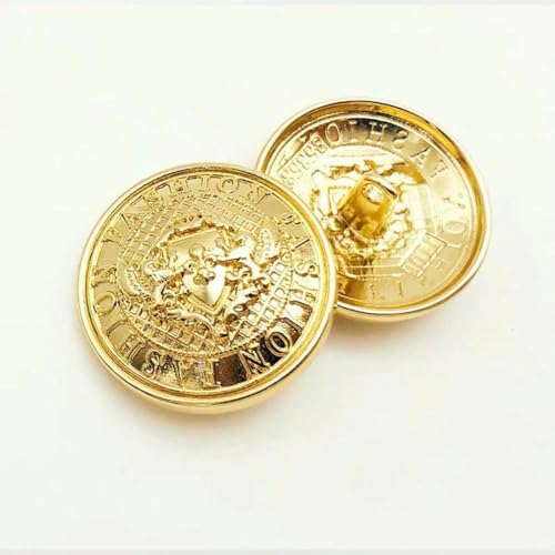 10 Stück/Set Modische Doppellöwenschild-Metallknöpfe, elegante Anzug-, Mantel- und Hemdknöpfe, dekorative Knöpfe, Nähzubehör, Gold, 20 mm, 10 Stück von LNHBZ