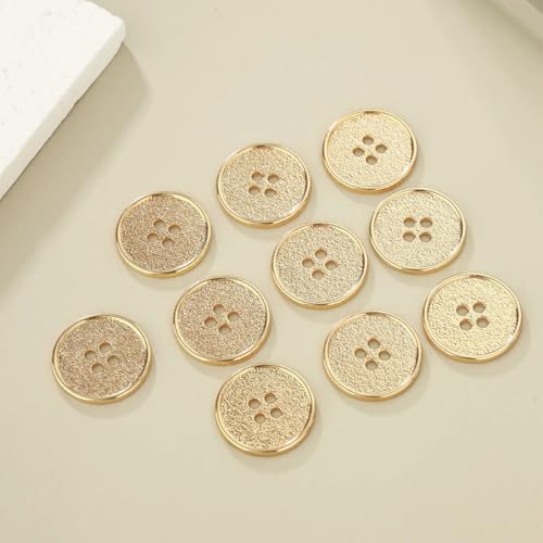 10 Stück/Set klassische runde Flatback-Knöpfe, Schmuck, DIY, Handnähen, 4 Löcher, Metallknöpfe, Bekleidungszubehör, alles passend, 10 Stück, Gold, 15 mm 10 Stück/Set klassische runde Flatback-Knöpfe, Schmuck, DIY, Handnähen, 4 Löcher, Metallknöpfe, Bekleidungszubehör, alles passend, 10 Stück, Gold, 15 mm von LNHBZ