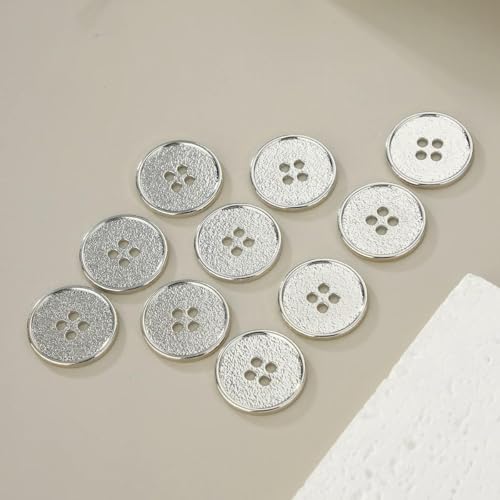 10 Stück/Set klassische runde Flatback-Knöpfe, Schmuck, DIY, Handnähen, 4 Löcher, Metallknöpfe, Bekleidungszubehör, alles passend, 10 Stück Silber, 15 mm 10 Stück/Set klassische runde Flatback-Knöpfe, Schmuck, DIY, Handnähen, 4 Löcher, Metallknöpfe, Bekleidungszubehör, alles passend, 10 Stück Silber, 15 mm von LNHBZ