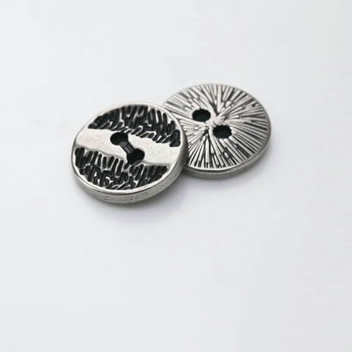 10 Stück 2 Löcher 10 mm Kreatives Design Metallknöpfe für Kleidung Hemden Bluse DIY Nähzubehör Knöpfe-Antiksilber-10 mm von LNHBZ