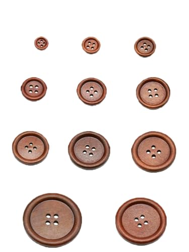 10 Stück 30 Stück Naturholz Runde Paspel Holzknopf 10–30 mm Nähzubehör Kleidung DIY Dekorative Knöpfe Kaffee 4 Löcher-KNOPF MT279-Durchmesser 10 mm 30 Stück von LNHBZ