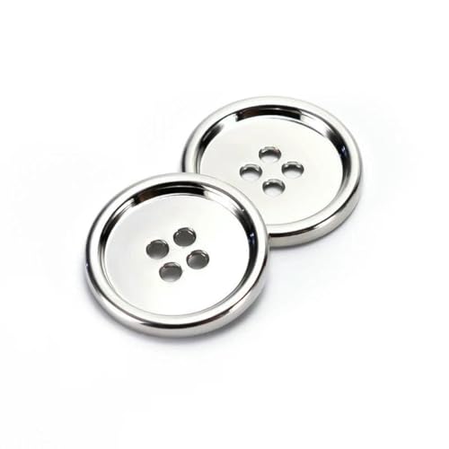 10 Stück 4-Loch-Metallknöpfe für Kleidung, Anzüge, Hemden, Mäntel, DIY-Nähzubehör, 11 mm, 15 mm, 25 mm, goldene Knöpfe, dekorativ, Silber, 15 mm (10 Stück) von LNHBZ