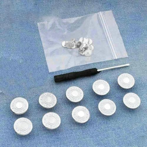 10 Stück Ersatz-Jeansknöpfe, 17 mm, kein Nähen, Metallknopf-Reparaturset, nagelloses, abnehmbares Jeansknopf-Set, Nähzubehör, Stil 18 von LNHBZ