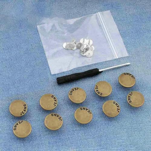 10 Stück Ersatzknöpfe für Jeans, 17 mm, ohne Nähen, Reparaturset für Metallknöpfe, ohne Nägel, abnehmbares Jeansknopf-Set, Nähzubehör, Stil 10 von LNHBZ