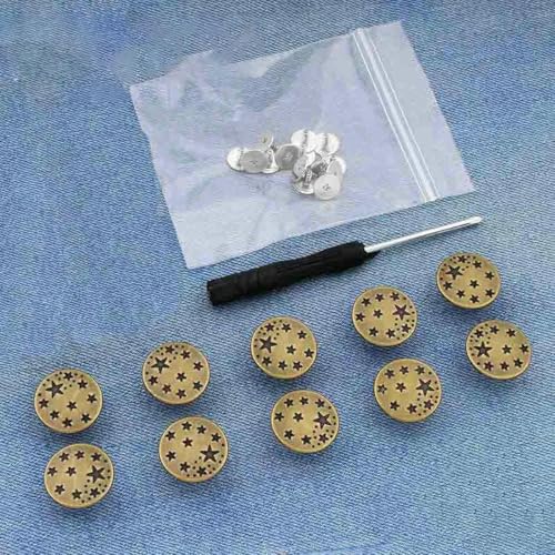 10 Stück Ersatzknöpfe für Jeans, 17 mm, ohne Nähen, Reparaturset für Metallknöpfe, ohne Nägel, abnehmbares Jeansknopf-Set, Nähzubehör, Stil 12 von LNHBZ
