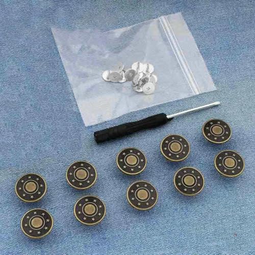 10 Stück Ersatzknöpfe für Jeans, 17 mm, ohne Nähen, Reparaturset für Metallknöpfe, ohne Nägel, abnehmbares Jeansknopf-Set, Nähzubehör, Stil 13 von LNHBZ