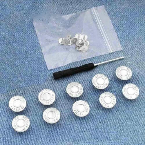 10 Stück Ersatzknöpfe für Jeans, 17 mm, ohne Nähen, Reparaturset für Metallknöpfe, ohne Nägel, abnehmbares Jeansknopf-Set, Nähzubehör, Stil 15 von LNHBZ