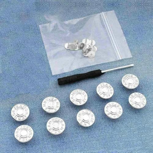 10 Stück Ersatzknöpfe für Jeans, 17 mm, ohne Nähen, Reparaturset für Metallknöpfe, ohne Nägel, abnehmbares Jeansknopf-Set, Nähzubehör, Stil 20 von LNHBZ