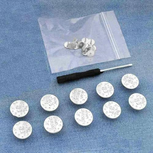 10 Stück Ersatzknöpfe für Jeans, 17 mm, ohne Nähen, Reparaturset für Metallknöpfe, ohne Nägel, abnehmbares Jeansknopf-Set, Nähzubehör, Stil 21 von LNHBZ