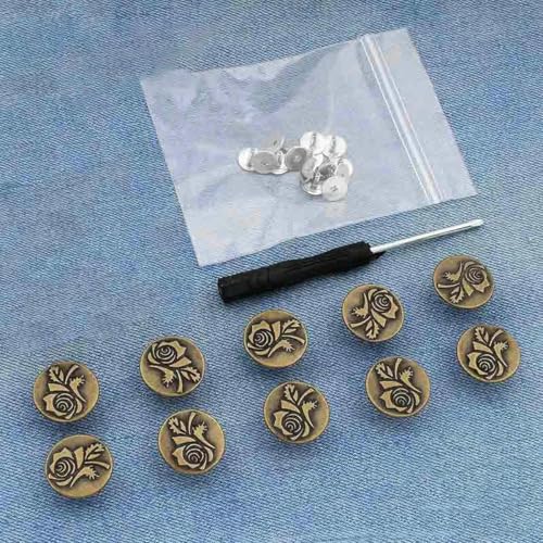 10 Stück Ersatzknöpfe für Jeans, 17 mm, ohne Nähen, Reparaturset für Metallknöpfe, ohne Nägel, abnehmbares Jeansknopf-Set, Nähzubehör, Stil 5 von LNHBZ