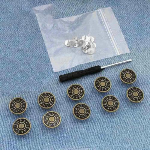 10 Stück Ersatzknöpfe für Jeans, 17 mm, ohne Nähen, Reparaturset für Metallknöpfe, ohne Nägel, abnehmbares Jeansknopf-Set, Nähzubehör, Stil 6 von LNHBZ