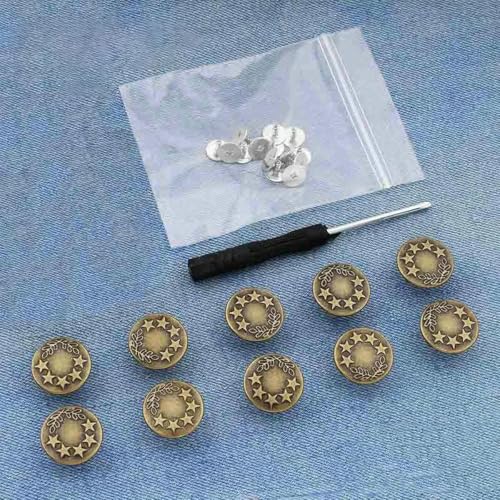 10 Stück Ersatzknöpfe für Jeans, 17 mm, ohne Nähen, Reparaturset für Metallknöpfe, ohne Nägel, abnehmbares Jeansknopf-Set, Nähzubehör, Stil 9 von LNHBZ