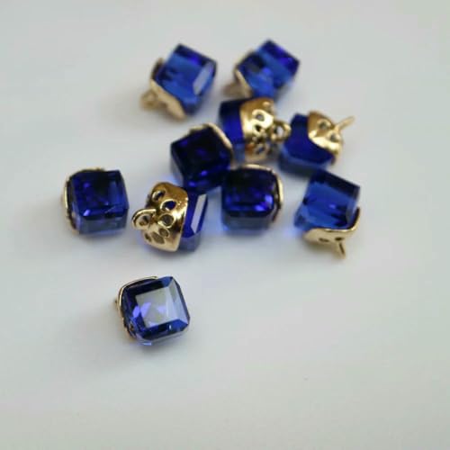 10 Stück Feine Strass-Kristallknöpfe 12 Farben Strassknöpfe für Kleidung Dekorativer Schmuck Zubehör Anhänger-10 Stück Königsblau von LNHBZ