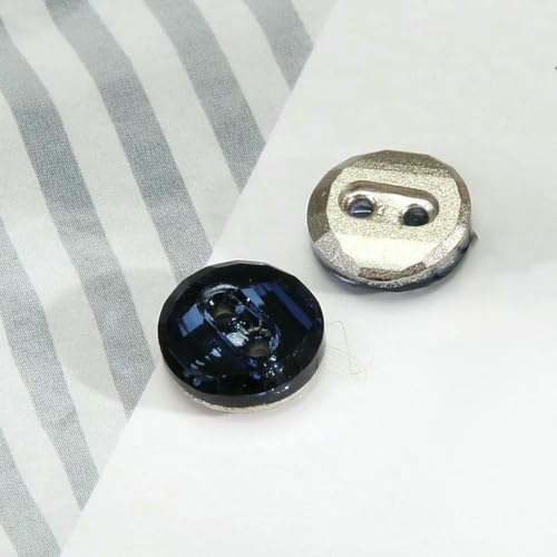 10 Stück Kristall-Diamant-Glasknöpfe für Damenkleidung, Hemden, Dekoration, zwei Löcher, Kleiderknopf, 10 mm, Marineblau, 10 mm von LNHBZ