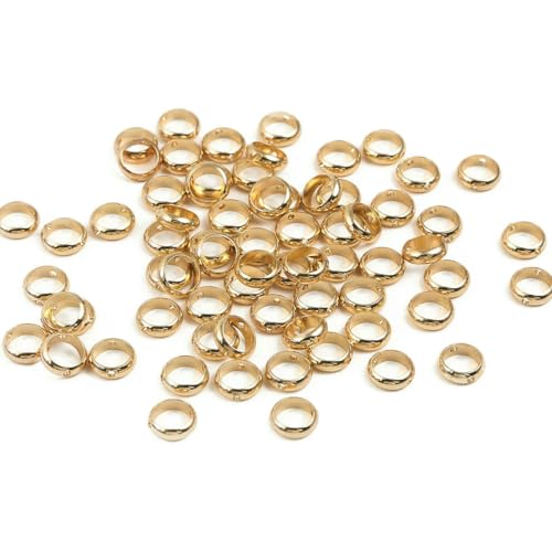 10 Stück Kupfer-Abstandsperlen, Biegering-Verbinder, lose Metallperlen für Ohrringe, Schmuckherstellung, Zubehör, Zubehör, KC Gold, 14,0 mm, 10 Stück von LNHBZ
