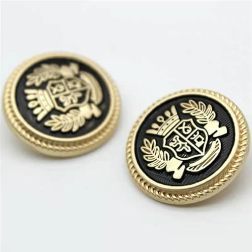 10 Stück Metallknöpfe für Kleidung, Nähzubehör und Zubehör, handgenähte Mantel- und Jackenknöpfe, 20 mm, Kleiderknöpfe, Schwarz-Gold, 20 mm (10 Stück) von LNHBZ