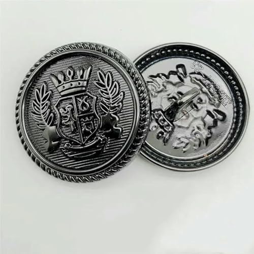 10 Stück Metallknöpfe für Kleidung, Nähzubehör und Zubehör, handgenähte Manteljackenknöpfe, 20 mm, Kleiderknöpfe, Schwarz, 25 mm (10 Stück) von LNHBZ