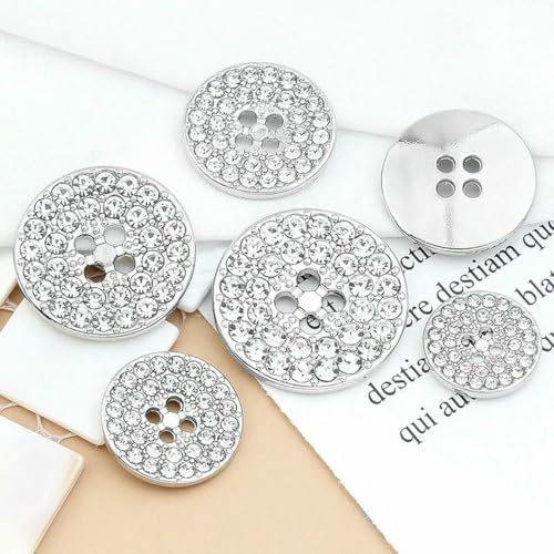 10 Stück Metallknöpfe für Mantel, Anzug, Pullover, modische Dekoration, hochwertige Diamant-Strass-Knopf-Zubehör, 10 Stück Silber, 23,0 mm von LNHBZ