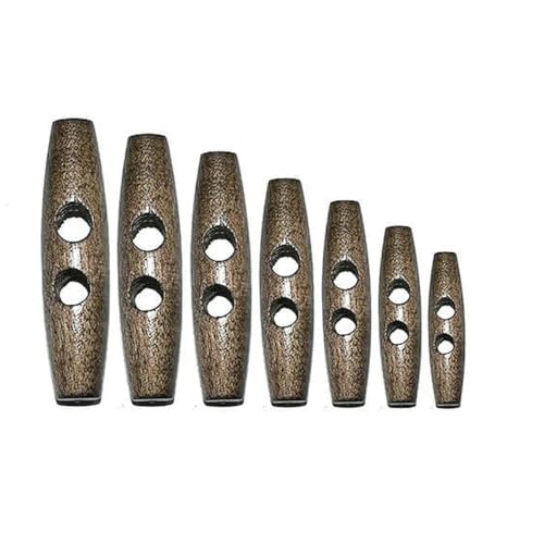 10 Stück Naturholz-Knebelknöpfe aus Hornholz zum Nähen, Basteln, Scrapbooking für Zelt, Kleidung, Mantel, handgefertigt, ovaler Stopperknopf, MT203, Länge 60 mm von LNHBZ