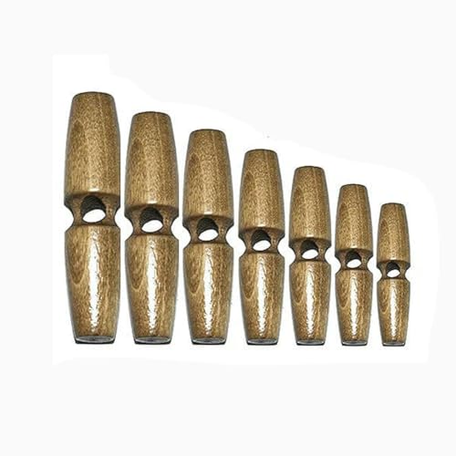 10 Stück Naturholz-Knebelknöpfe aus Hornholz zum Nähen, Basteln, Scrapbooking für Zelt, Kleidung, Mantel, handgefertigt, ovaler Stopperknopf, MT292, Länge 60 mm von LNHBZ