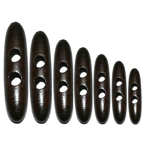 10 Stück Naturholz-Knebelknöpfe aus Hornholz zum Nähen, Basteln, Scrapbooking für Zelt, Kleidung, Mantel, handgefertigt, ovaler Stopperknopf, MT346, Länge 55 mm von LNHBZ