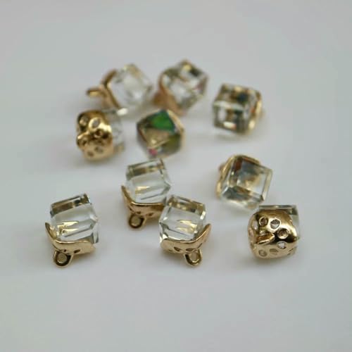 10 Stück feine Strass-Kristallknöpfe, 12 Farben, Strass-Knöpfe für Kleidung, dekorative Schmuck-Accessoires, Anhänger, 10 Stück, weiß von LNHBZ