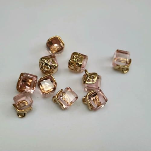 10 Stück feine Strass-Kristallknöpfe, 12 Farben, Strass-Knöpfe für Kleidung, dekorative Schmuckaccessoires, Anhänger, 10 Stück, Rosa von LNHBZ