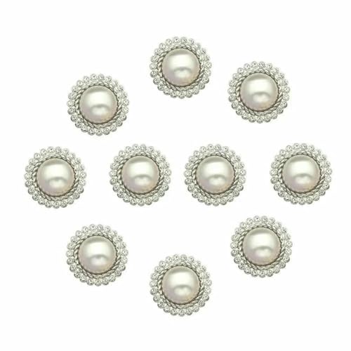 10 Stück modische Metallperlen-Diamant-Kleidungsknöpfe, DIY-Kleidung, Nähknopf, Handarbeiten, handgefertigtes Zubehör, Silber, 10 Stück, 23,0 mm von LNHBZ