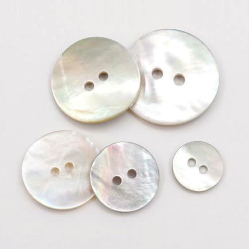 10 Stück natürliche Perlmuttknöpfe für Kleidung, Nähzubehör, Scrapbooking, DIY-Bastelarbeiten, Kleidungsdekoration, runder Muschelknopf, H01, 25 mm von LNHBZ