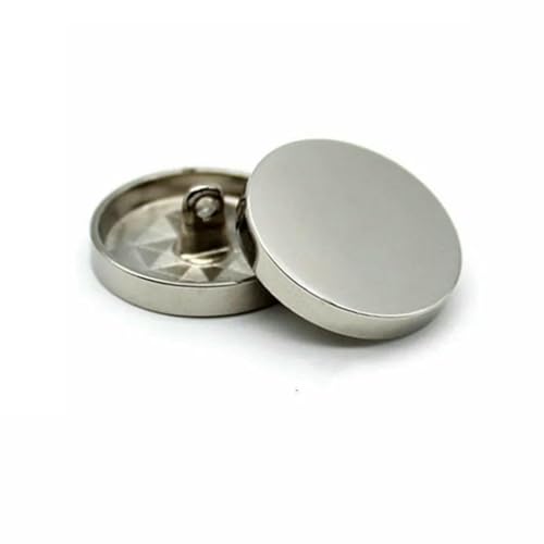 10 Stück runde Metallknöpfe, rund, für Hemd, Kleidung, Jacke, goldfarben, Schnalle, Basteln, Handarbeit, DIY, Nähzubehör, Botones, silberfarben, 20 mm von LNHBZ