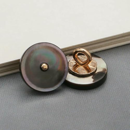 10 Stück schwarze Muschel, natürliche Muschelknöpfe, Perlmutt, runde Metallknöpfe zum Selbermachen, für Hemden, Kleidung, Mäntel, Nähzubehör, 04–11,5 mm von LNHBZ
